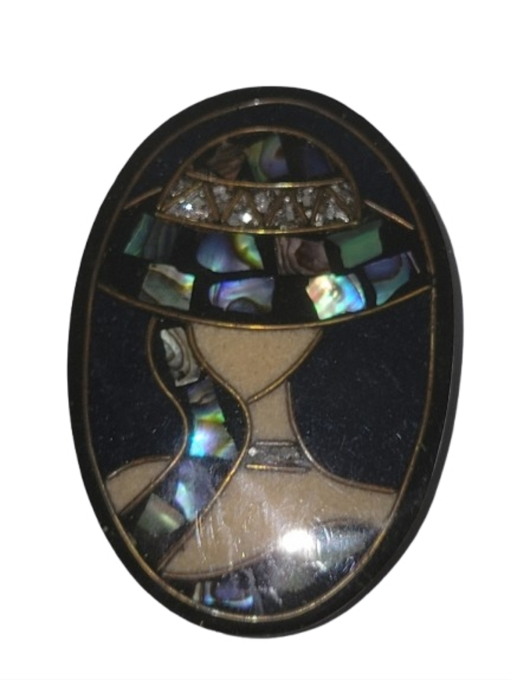 Gold-Tone Enamel Abstract Brooch in Black and Teal - Women’s Jewelry